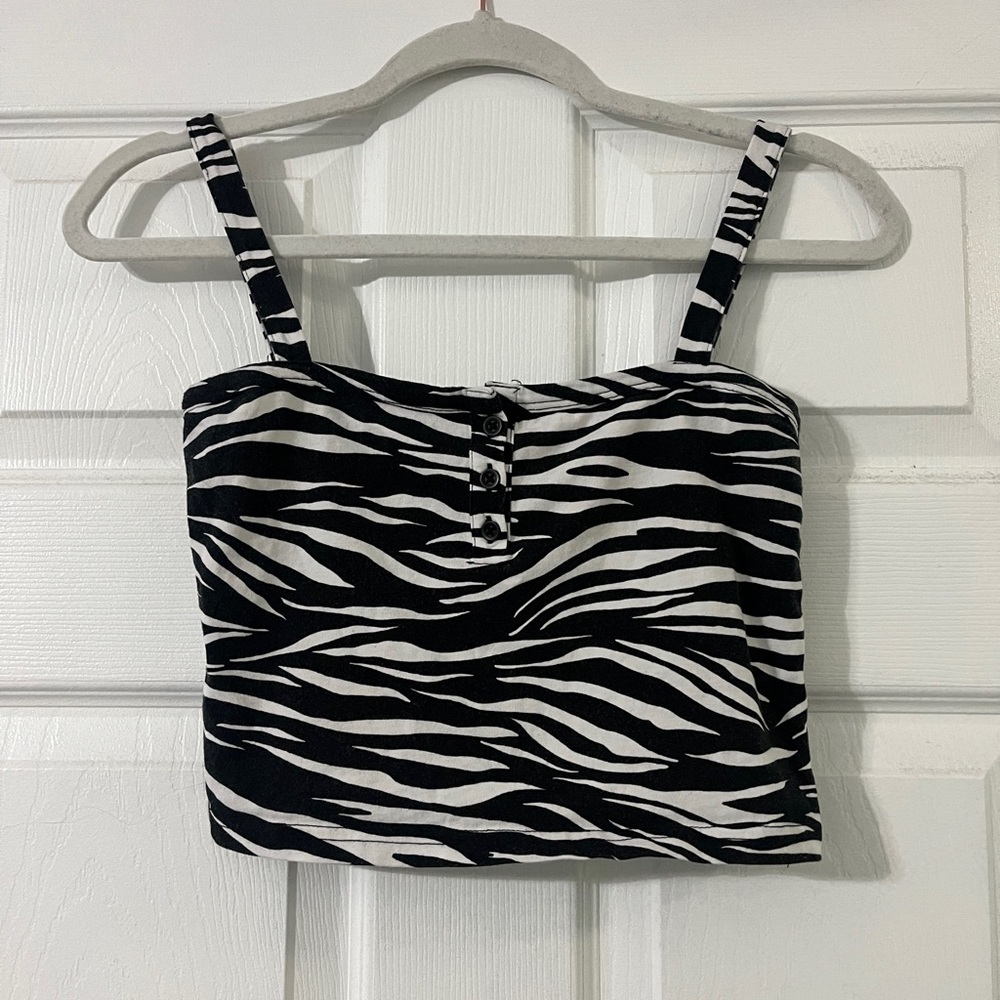 john galt zebra tank top with with with buttons on top